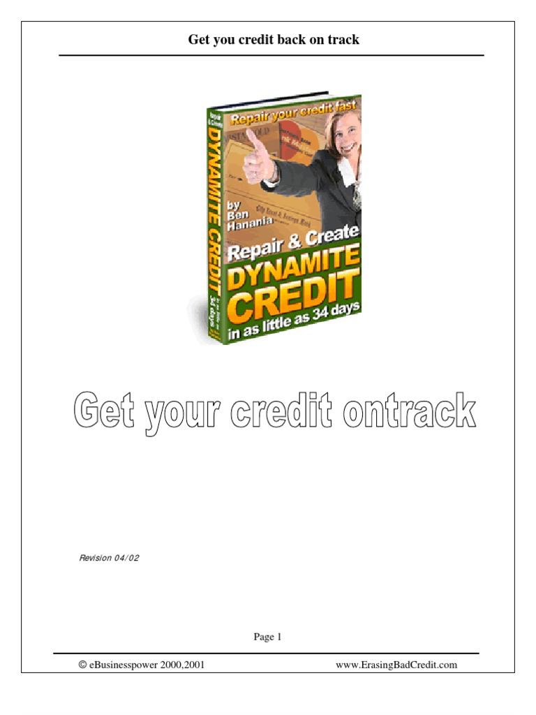 Erasing Bad Credit Manual 0402 PDF Credit History Credit Bureau