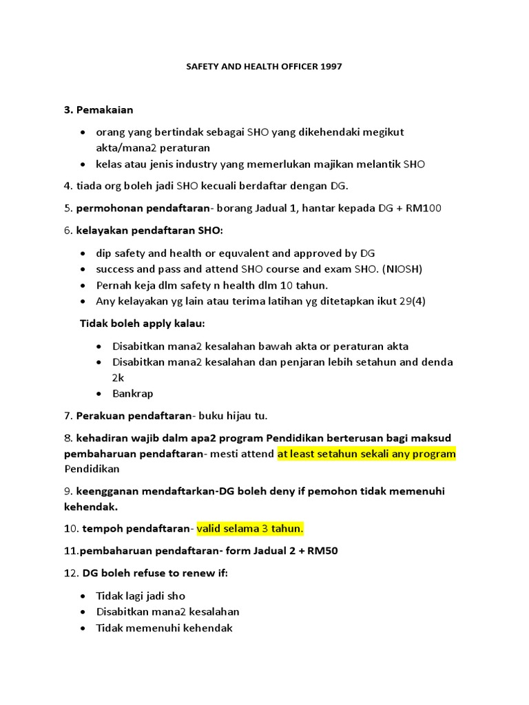 Safety and Health Officer 1997 PDF