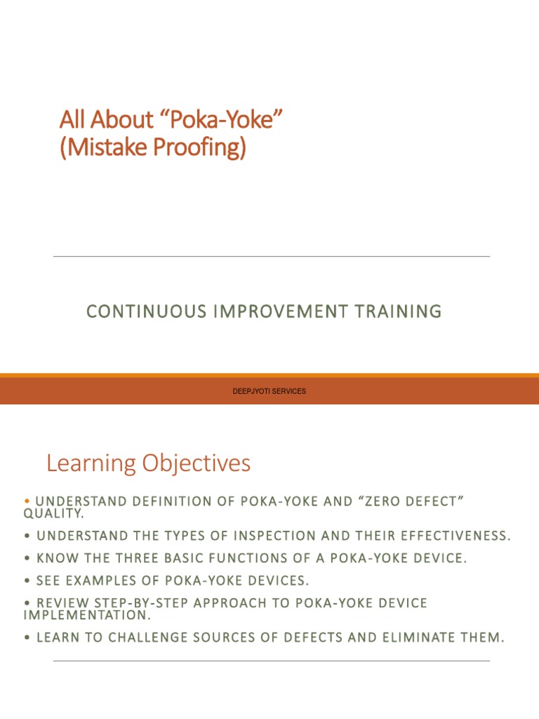 Poka Yoke Training Module PDF