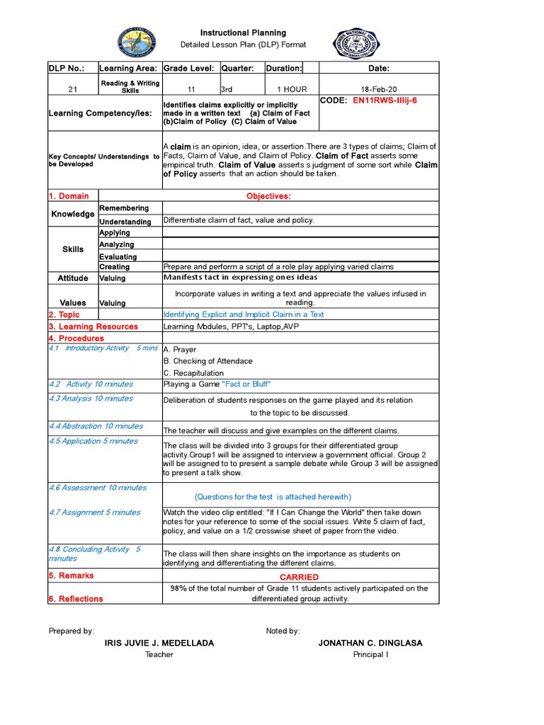 DLP Reading & Writing (Feb 17) CO1 PDF