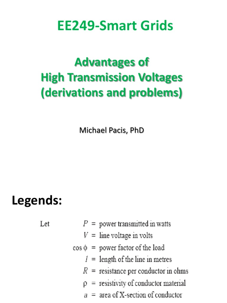 Advantages of High Transmission Voltages EE249 PDF
