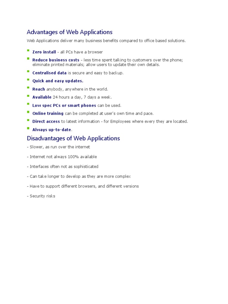Advantages of Web Applications | PDF