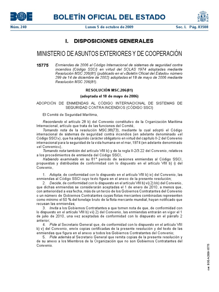 Enmiendas al Código SSCI 2006 | PDF