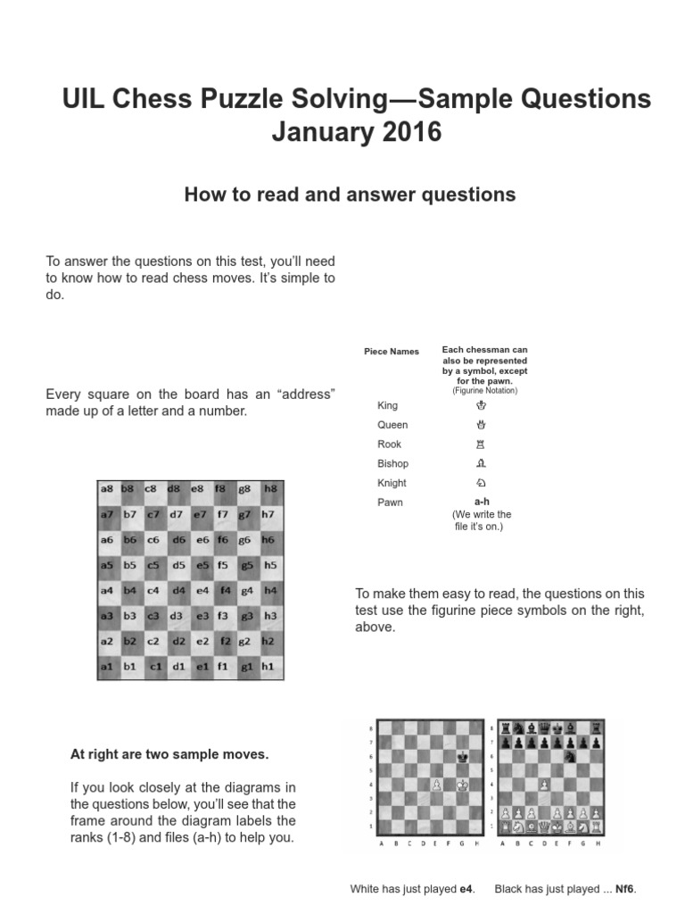 Uil Chess Puzzles Rules