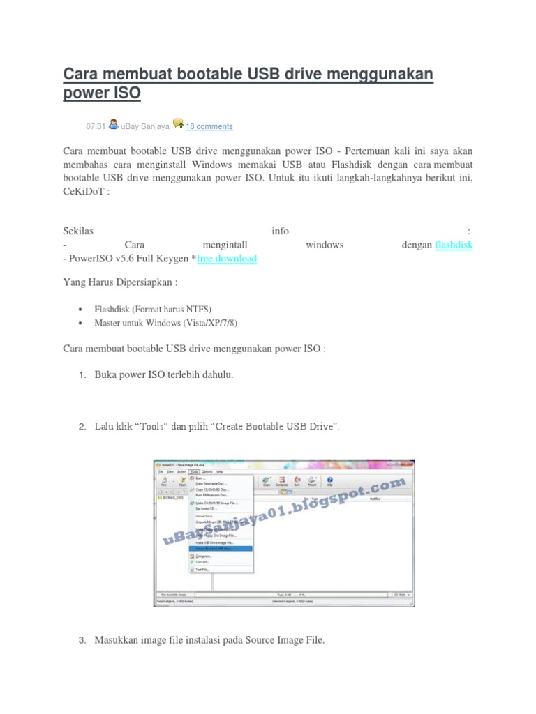 Cara Membuat Bootable USB dengan Power ISO | PDF | Game & Aktivitas ...