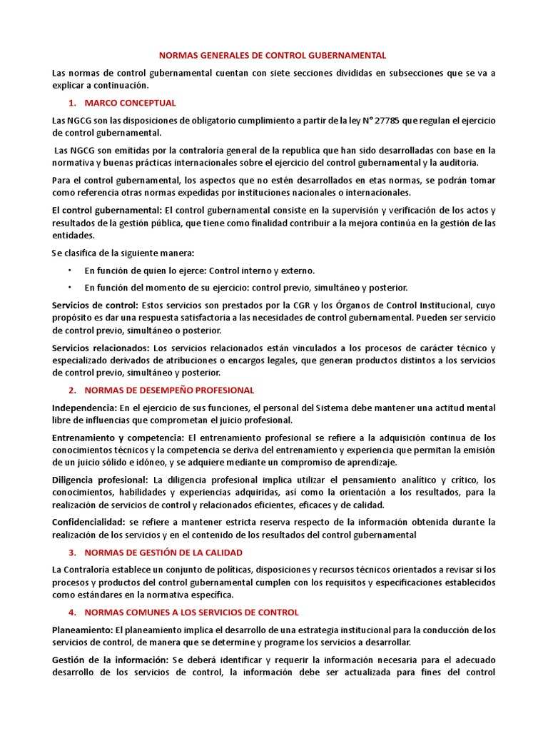 Normas Generales de Control Gubernamental | PDF