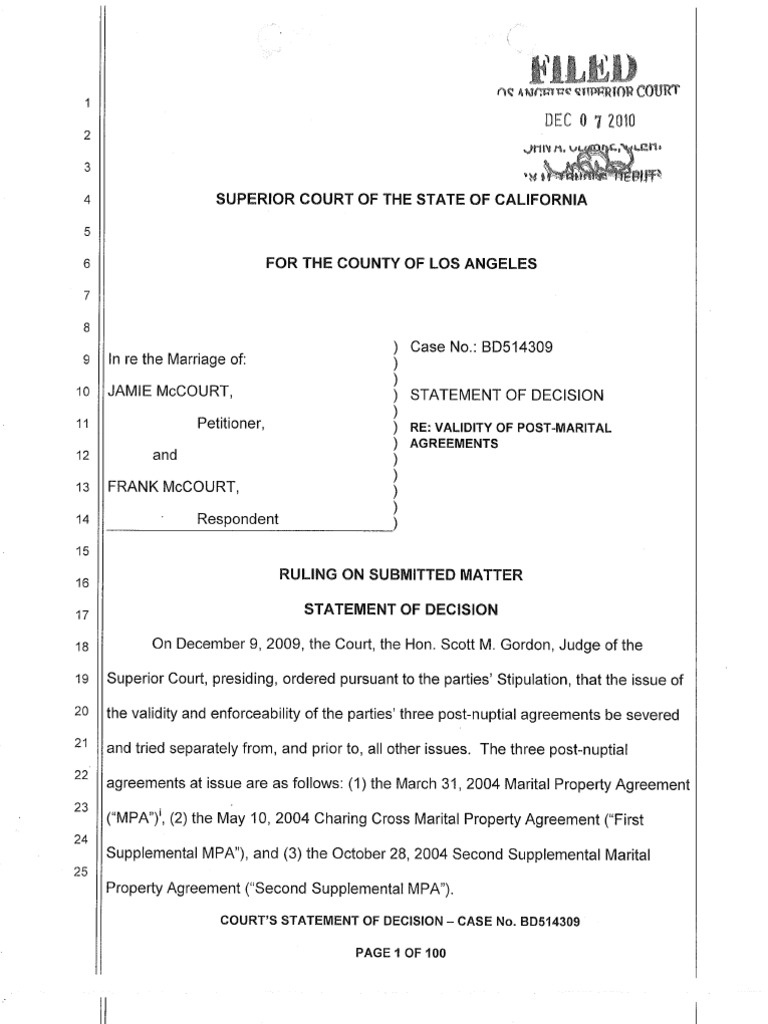 McCourt - Statement of Decision | PDF