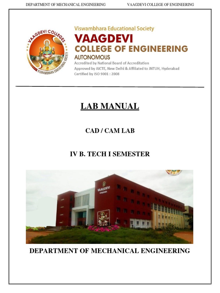 IV B. Tech I Semester CAD/CAM Lab Manual for Mechanical Engineering
