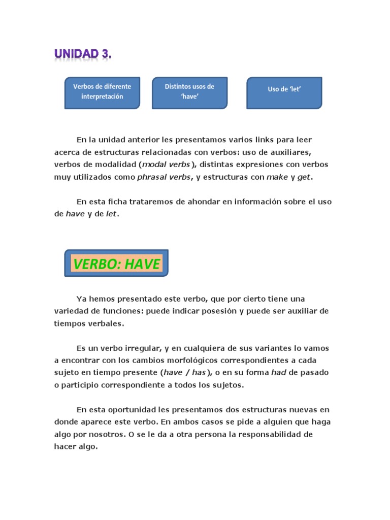 Verbos Have - Let | PDF