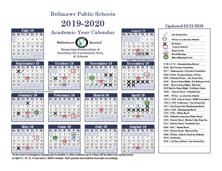 Bellmawr Public School District School Year Calendar 2019 2020 PDF
