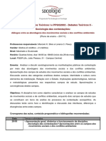 2001 e 2002 Sociologia Das Contestações - Plano de Ensino