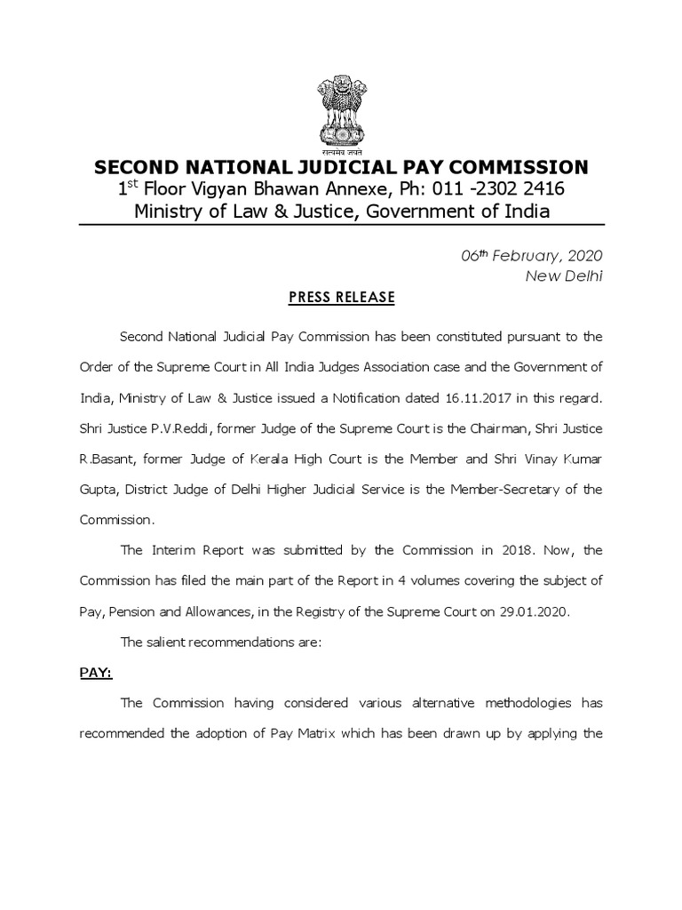 SNJPC Recommendations on Judicial Pay | PDF