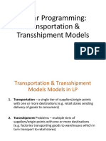 Linear Programming Models for Transportation & Transshipment