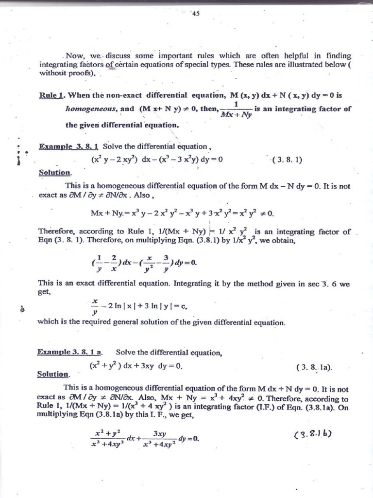 Lecture 5 Itegrating Factors Notes And Examples Pdf