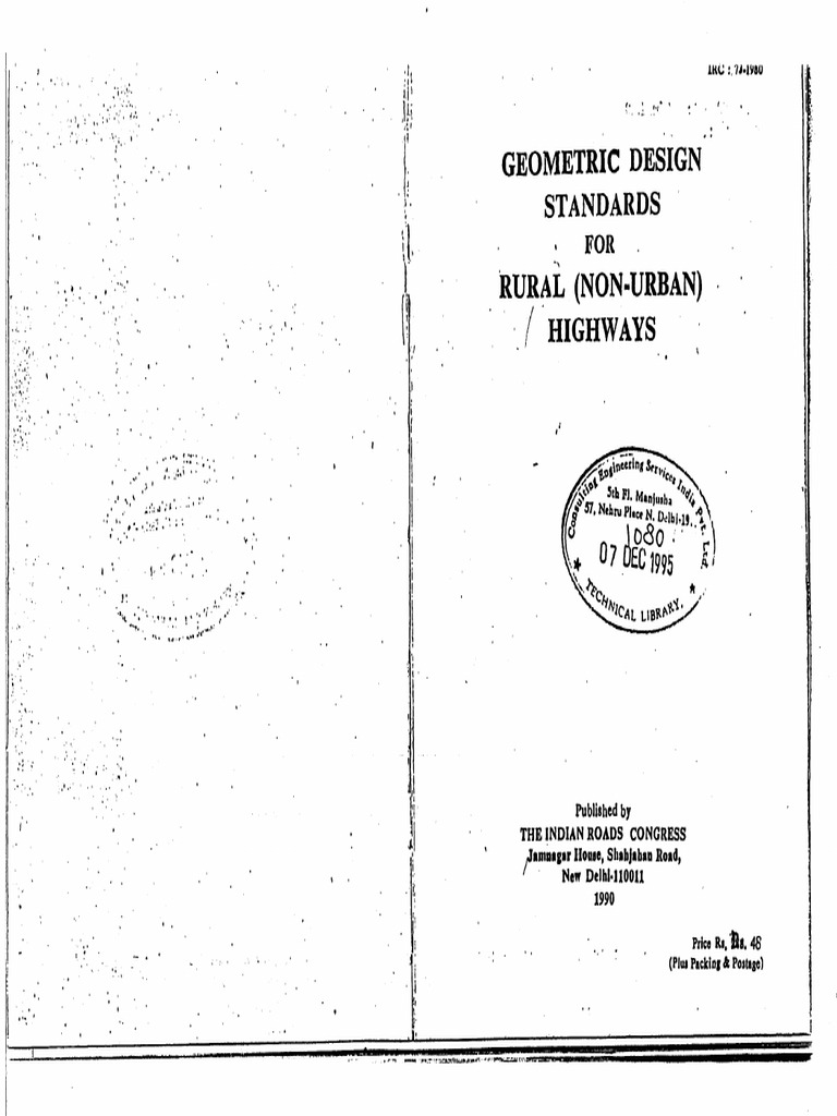IRC 73-1980 Geometric Design For Rural Highways PDF | PDF