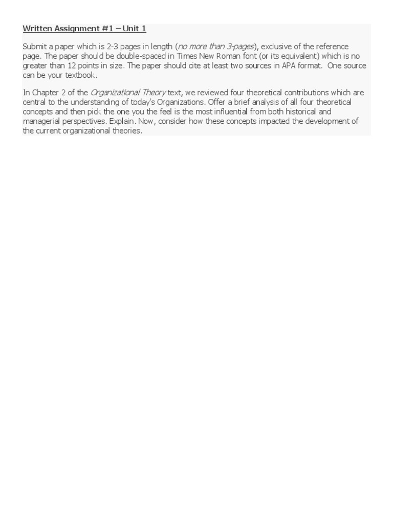 Unit 1 Written Assignment 1