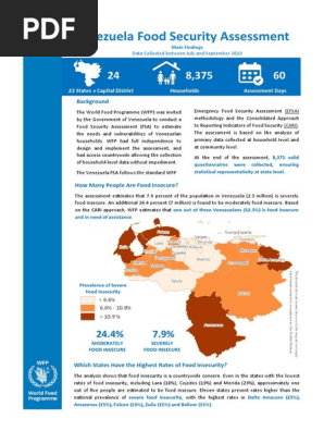 Main Findings WFP Food Security Assessment in Venezuela