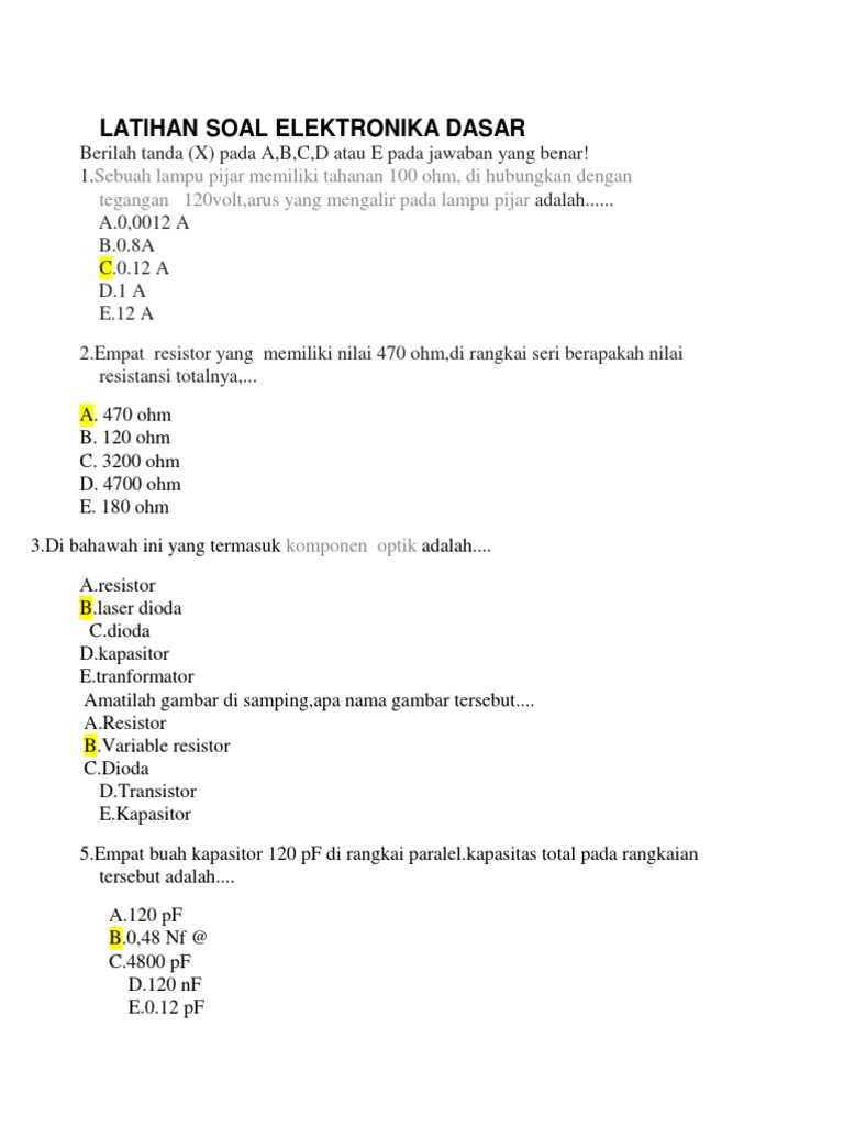 Latlhan Soal Elektronika Dasar Docx