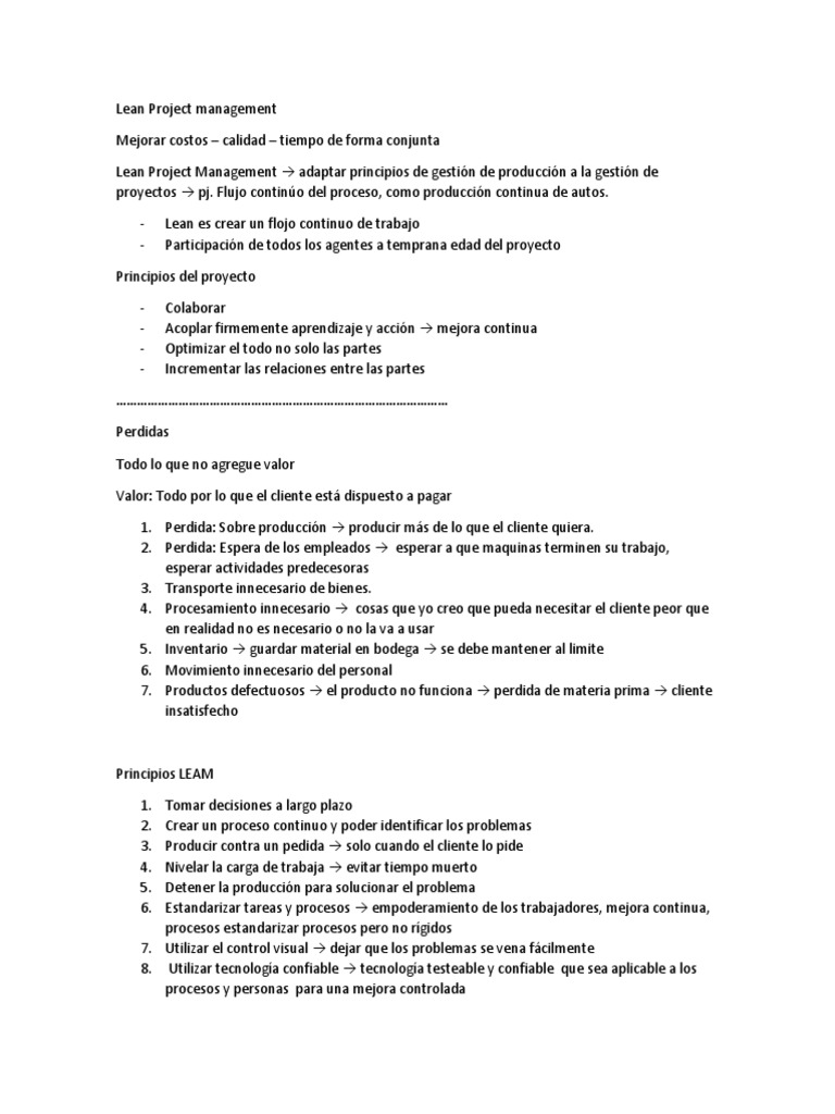 Gestión de Proyectos Lean: Mejora Continua | PDF | Cliente | Economias