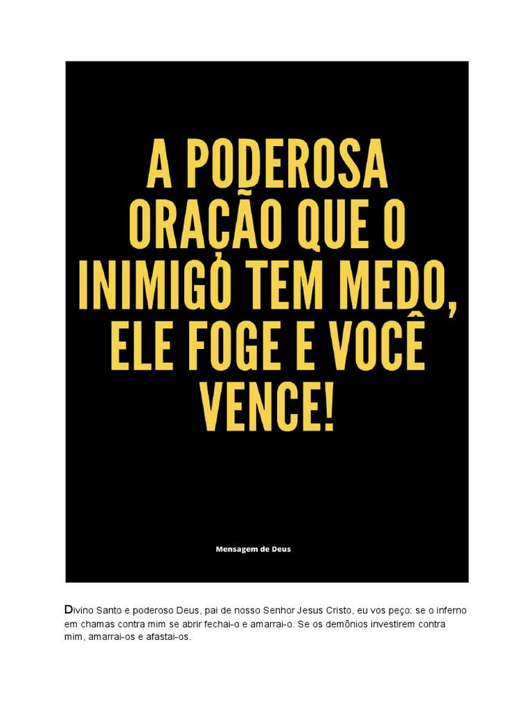 Oração Poderosa para o Inimigo Cair - Nunca Falha! | PDF