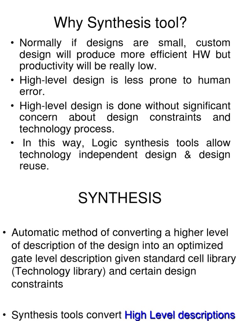 Session 1 PDF Logic Synthesis Hardware Description Language