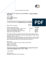 KRU-BELL vodka certificate analysis results