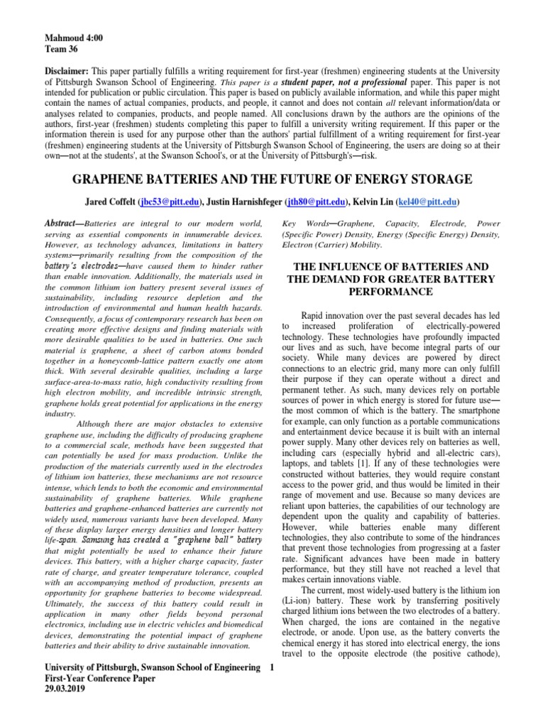 Graphene Batteries | PDF | Rechargeable Battery | Graphene