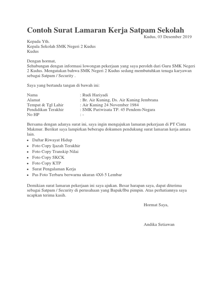Contoh Surat Lamaran Kerja Satpam 2020 - Download Wow Contoh Surat Lamaran Kerja Untuk Security 51 Guna Ide : Mereka tidak bisa membuat surat melamar kerja tanpa baca juga :