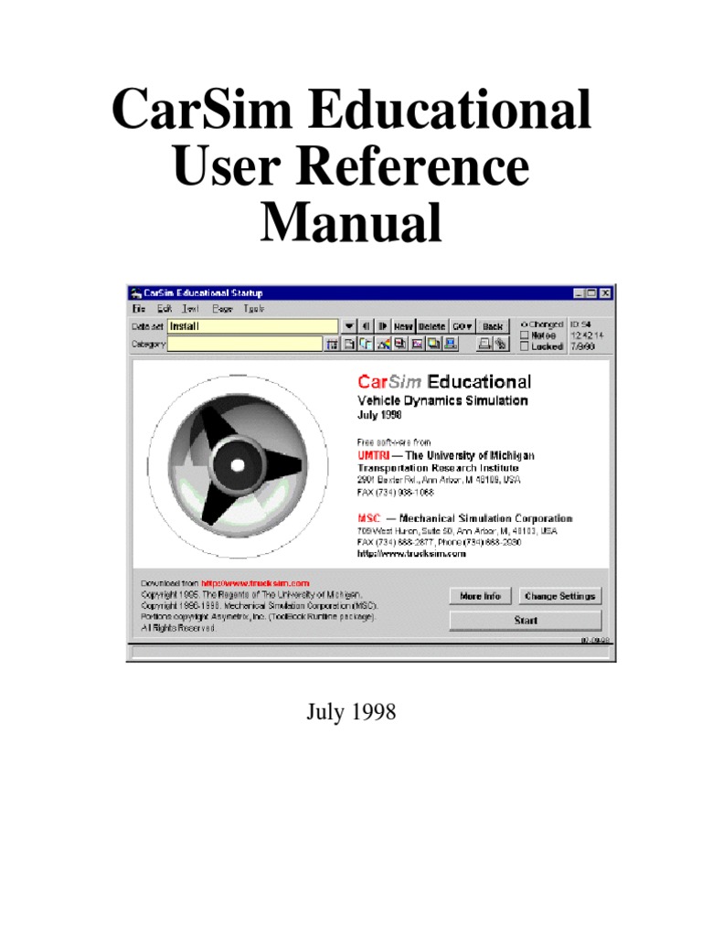 Carsim Educational User Refence Manual | PDF | Mathematical Model ...