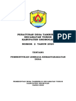 Perdes Tambirejo 2020 - 02 Pembentukan Lembaga Kemasyarakatan