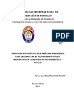 Metodología Didáctica de Enseñanza Aprendizaje para Desarrollar El Razonamiento Lógico Matemático en La Materia de Programación I