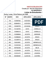 Listas de Asistencia y Desempeño I Periodo Año 2.020