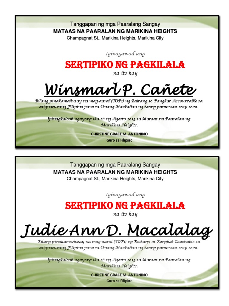 Best in Filipino | PDF