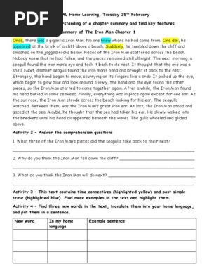 Iron Man Chapter 1 Summary and Activities