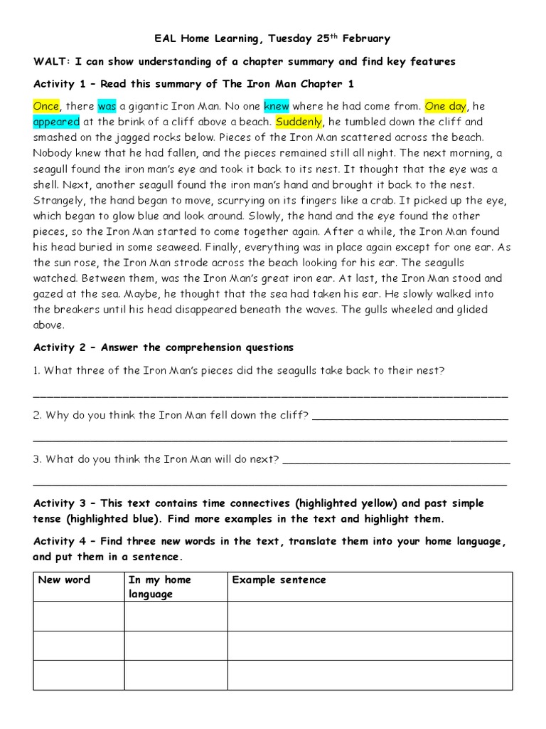 Iron Man Chapter 1 Summary and Activities PDF