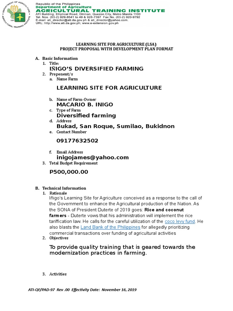 Iñigo's Diversified Farming Proposal | PDF | Science & Mathematics