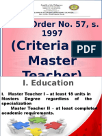 DECS Order No 57 S 1997 Criteria For Master Teacher