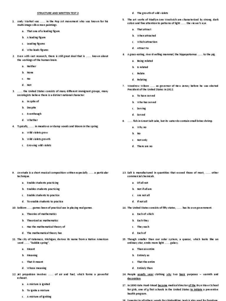 Structure Test #2 | PDF