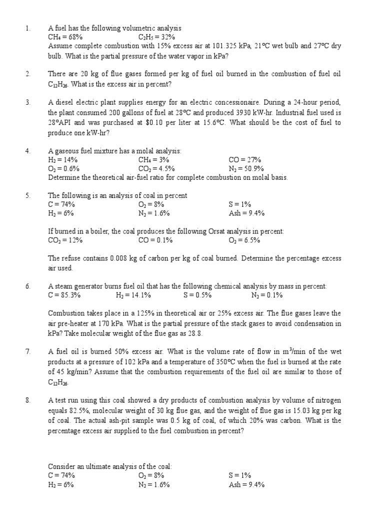 Combustion Calculations and Analysis | PDF | Technology & Engineering