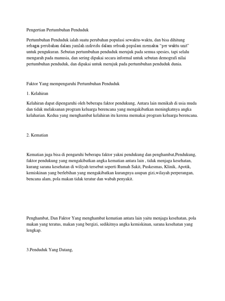 Pengertian Pertumbuhan Penduduk Pdf