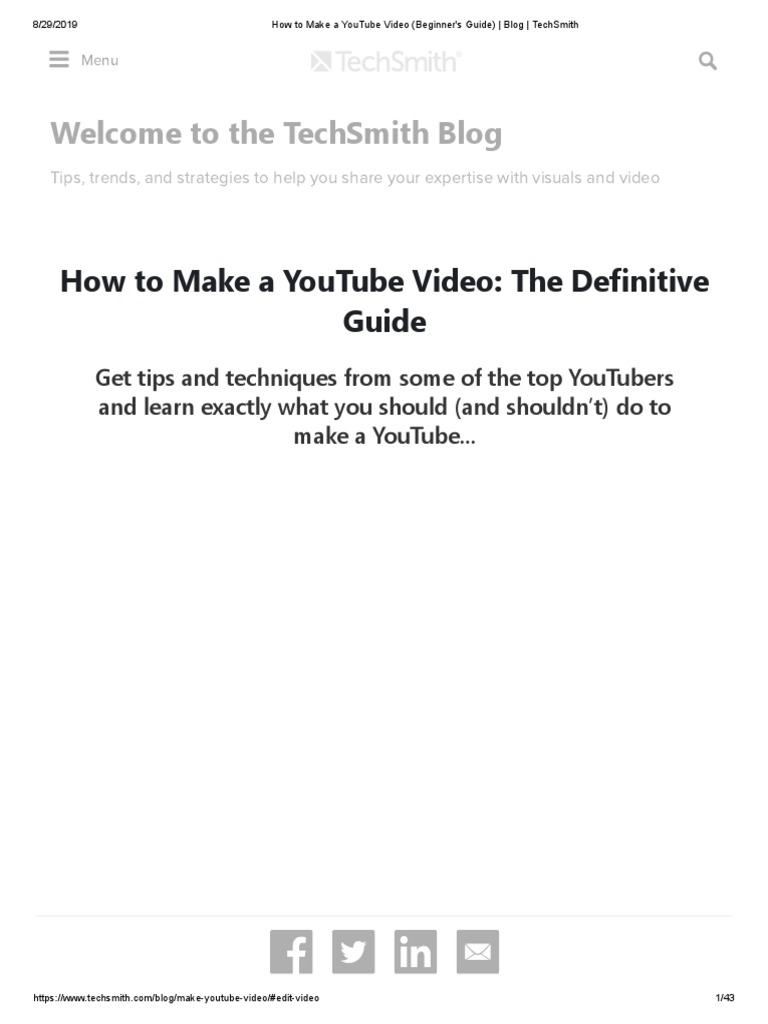 How To Make A YouTube Video (Beginner's Guide) - Blog - TechSmith | PDF ...