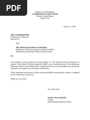 Election Letter Of Intent Pdf