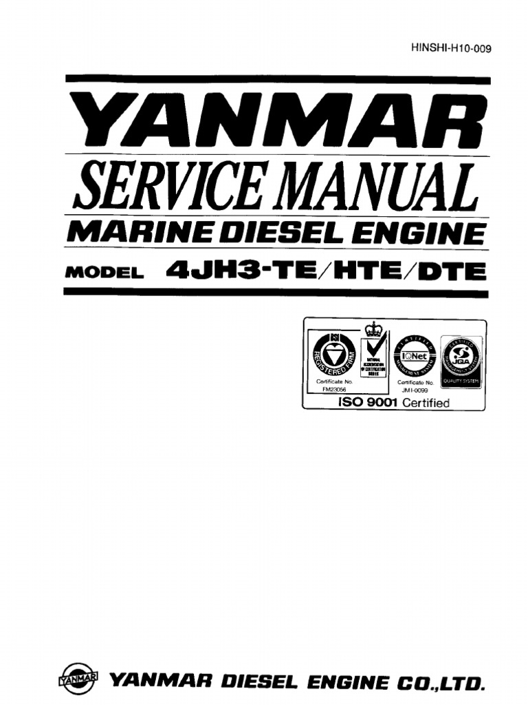 Yanmar 4jh3 Overhaul Service Manual