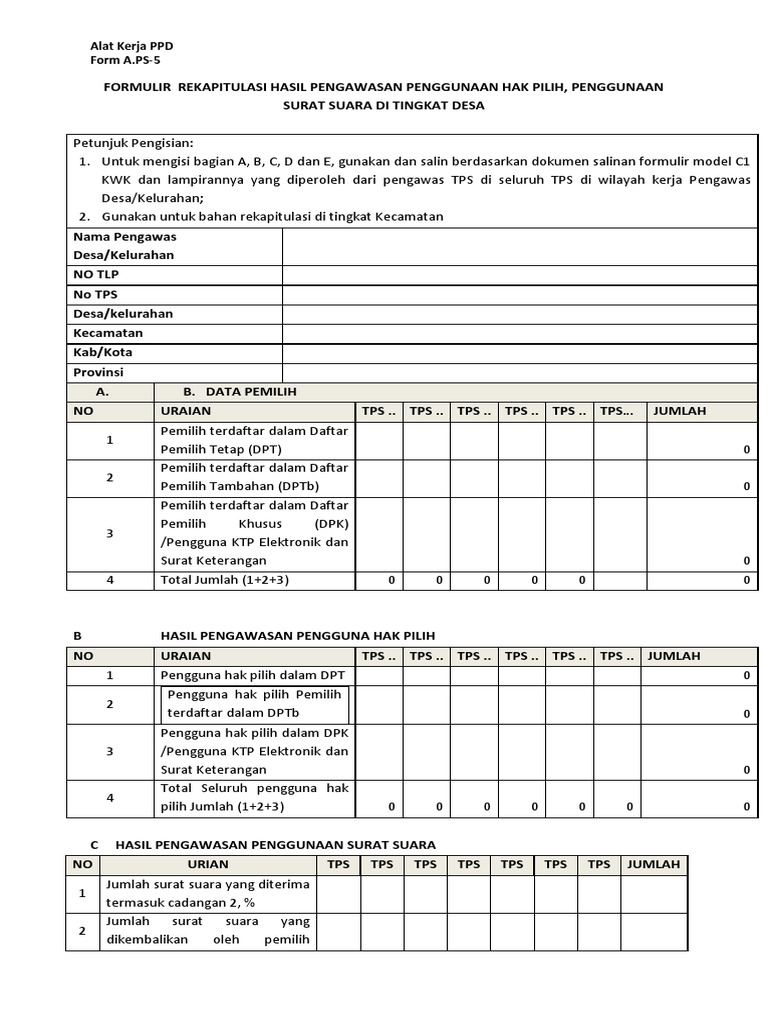 Formulir Rekapitulasi Hasil PPD | PDF