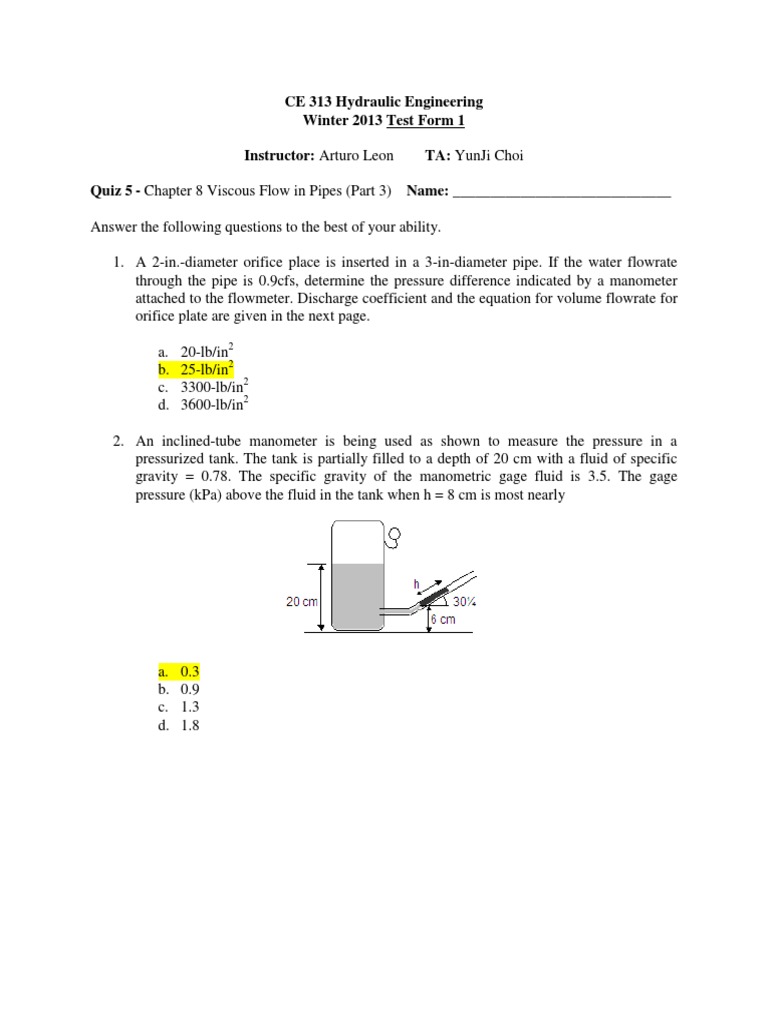 Pressure Measurements in Pipe Flow | PDF