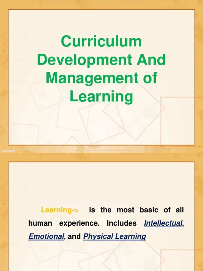 Curriculum Development and Management of Learning | PDF