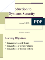 Introduction To Systems Security: (January 14, 2010)