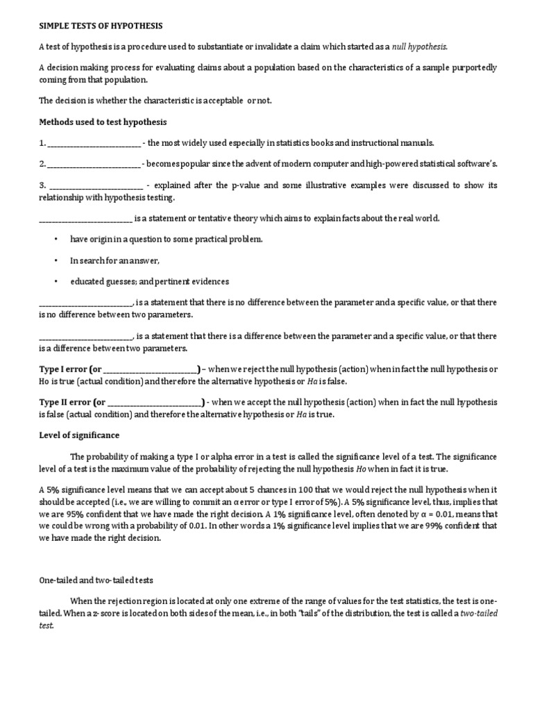Hypothesis Testing Methods Guide | PDF