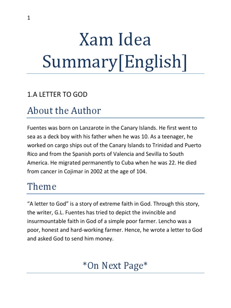 Xam Idea Summary English Complete Docx