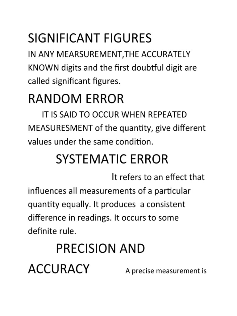 Understanding Significant Figures and Errors | PDF | Finance & Money ...